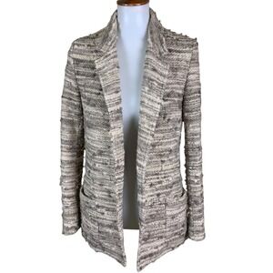 Drew Textured Open Front Longline Knit Cardigan Neutral Cozy Chic Small
